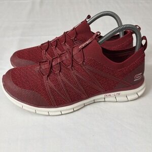 Skechers Shoes Womens 7 Red SN22874 Dual Lite Sneaker Knit Textile Comfort Fit